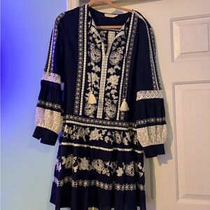 Tory Burch Navy and Cream Floral Dress